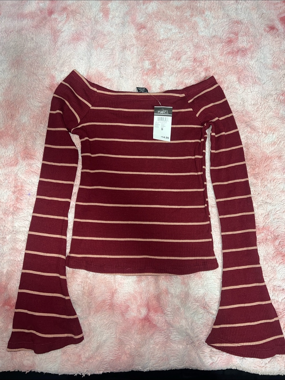 Off the shoulder striped shirt